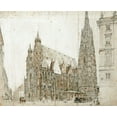 thumbnail image 2 of Von Alt, Rudolf 24x20 White Modern Wood Framed Museum Art Print Titled - St Stephens Cathedral, Vienna, 2 of 4