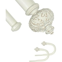 1" Double Curtain Rod with Albert Finials and holdbacks,Weathered white,48‘’-84‘’