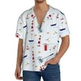 thumbnail image 3 of KLL Nautical Lighthouse Sailboat Print Men's Shirt Short Sleeve Button Down Summer Cuba Beach Shirts- Small, 3 of 7