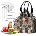thumbnail image 4 of Pioneer Flower Drawstring Lunch Bag Women - Drawstring Lunch Bag Insulated for Work Office - Stain-Resistant Large Lunchbags for Women with Multi-Pockets, 4 of 6