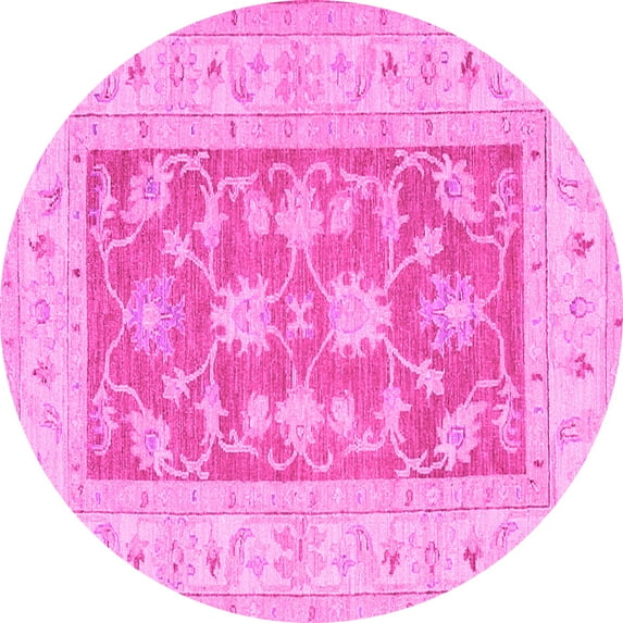 Ahgly Company Indoor Round Oriental Pink Traditional Area Rugs, 8' Round