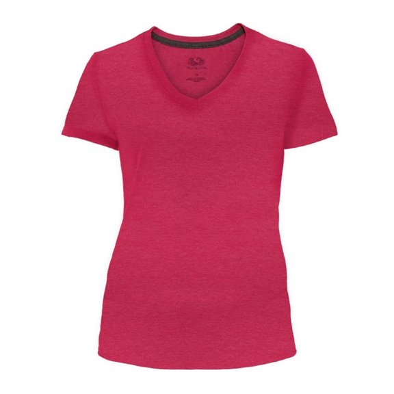 Playera Fruit Of The Loom para Mujer, Cuello V Manga Corta Rosa Jaspe Talla  G