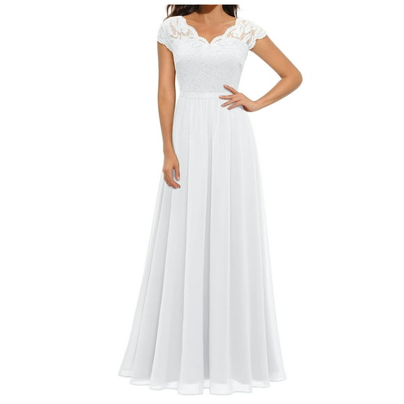 Meichang Mother of the Bride Dresses for Wedding V Neck Sleeveless Lace Chiffon Formal Dresses Solid Color Elegant Evening Party Maxi Dresses Prom Dresses Wedding Guest Dresses for Women