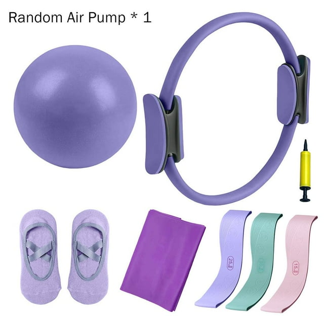 7-Piece Pilates Set, Yoga Ring Resistance Bands Stretch Straps Fitness Ball with Socks
