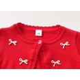 thumbnail image 3 of Trikvn Girls Shrug Sweaters Long Sleeve Cropped Bolero Jacket Cute Bow Embroidered Knit Button Down Cardigan Coat Outerwear for Wedding Party Dress Toddler Kids Wear, 3 of 7