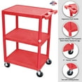 thumbnail image 2 of Luxor 18" x 24" Three Shelf Flat Utility Cart - Red, 2 of 4