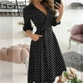 thumbnail image 2 of JINMGG Womens Plus Size $5 Women's Casual Loose Bandage Half Sleeve Printed V-Neck Ankle-Length Dress Black XL, 2 of 6
