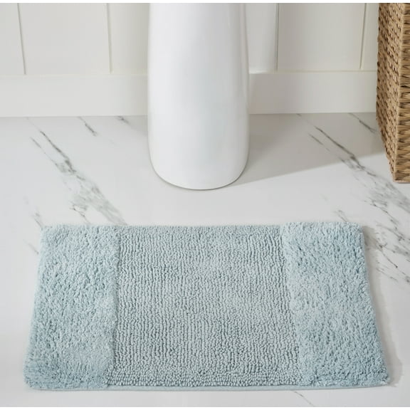 Better Trends 3 Piece Bathroom Rug Set, 100% Cotton, Extra Soft Tufted Bath Mat, Water Absorbent & Non Slip Bath Rug, (Blue) Granada Collection