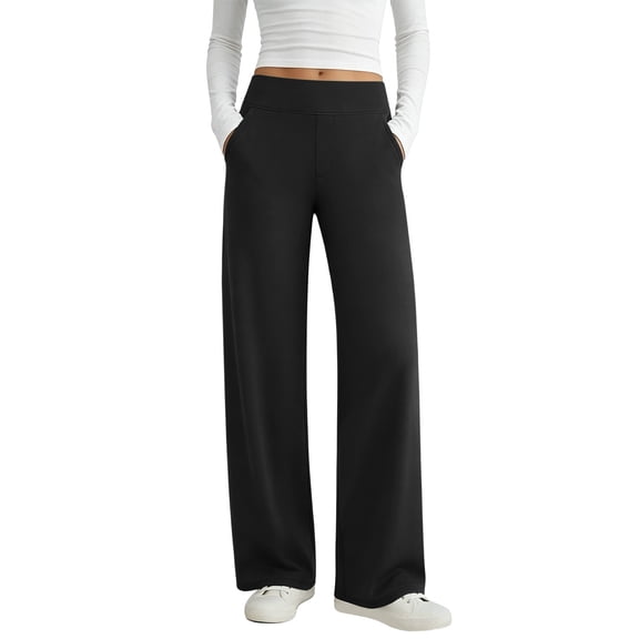 Guluxicc Womens Dressy Pants Pull On High Waist Straight Leg Business Casual Trousers for Golf Everyday Summer Fall