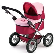 Trendy Pram Stroller for Baby Dolls & Stuffed Animals, Red/Pink