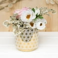thumbnail image 1 of Vases Star Ceramic Vase Geometric Flower Pattern Pot 4.75 in White & Gold, 1 of 3