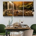 thumbnail image 4 of 3 Panel Canvas Wall Art - Landscape Waterfall in The Forest - Giclee Print Gallery Wrap Modern Home Art Ready to Hang - 12"x16" x 3 Panels, 4 of 6
