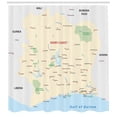 thumbnail image 2 of Ivory Coast Shower Curtain, Detailed Map with Written Names and Roads Country Geography Print, Fabric Bathroom Set with Hooks, 69W X 70L Inches, Cream Multicolor, by Ambesonne, 2 of 2