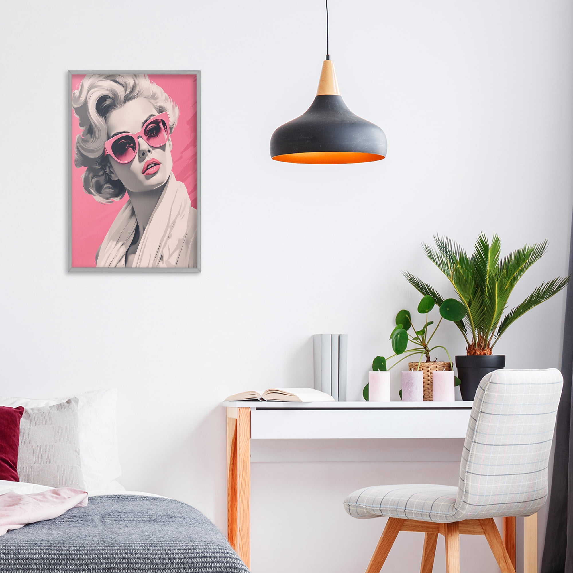 Stupell Industries Retro Chic Glamour Gray Framed Giclee Art, design by Andrea Haase