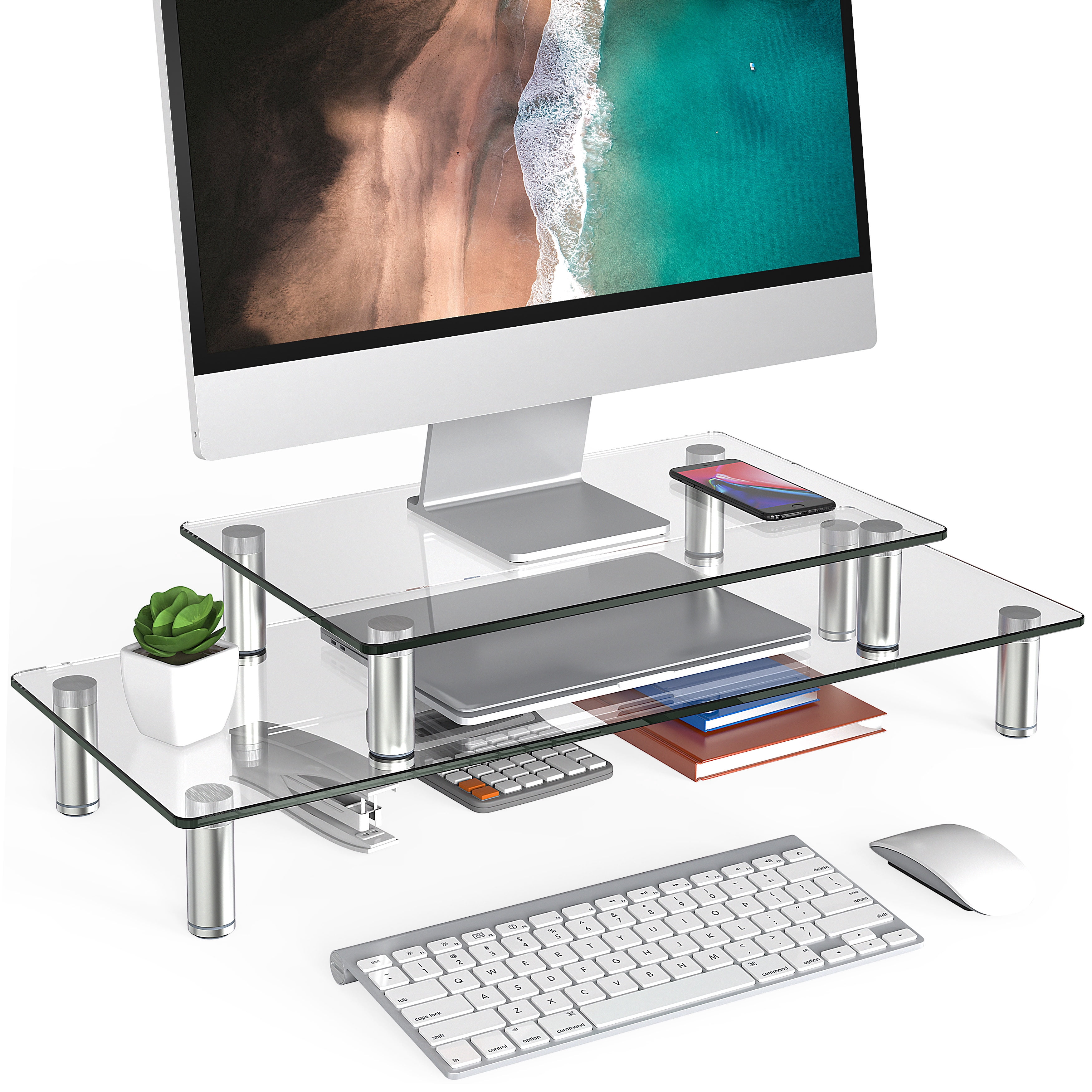 FITUEYES Clear Computer Monitor Stand 2 