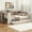 Cream, variant on Euroco Wood Full Size Platform Bed with Trundle, Sofa Bed with Desk and Shelves, Upholstered Headboard and USB Charging, Gray