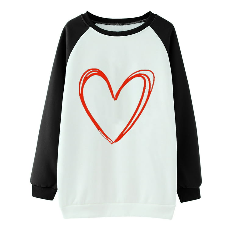 Amtdh Womens Shirts Casual Sweatshirts Fashion Tee Shirts Hearts Graphic  Pullover Raglan Valentine's Day Crewneck Long Sleeve Shirts for Women Y2K  Clothes Oversized Tops for Girls Gray XXL 