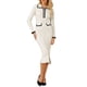 thumbnail image 2 of Vestido de suéter de manga larga para mujer INSPIRE CHIC con contraste, volantes, de punto acanalado, ajustado, para otoño e invierno, talla 2XL, blanco, 2 of 5