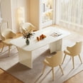 thumbnail image 6 of Tribesigns Modern Dining Table for 4-6 People, 63" Large Rectangle Kitchen Table with Arch Design Legs, Cream White Dinner Table Kitchen & Dining Room Furniture, 6 of 10