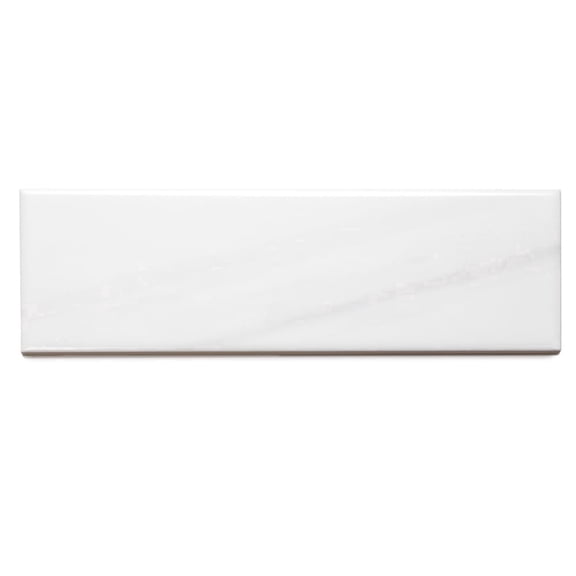The Tile Life Piave 3 in x 10 in Subway Bianco Glossy Ceramic Tile Sample 1 Piece