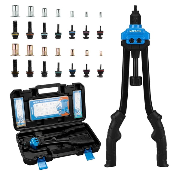 NOVORIK Rivet Nut Tool, 16” Rivet Nut Tool Kit with 15 Metric & SAE Mandrels, 182pcs Rivnuts and Rugged Carrying Case, One Rivet Nut Tool Kit Meet All Your Needs