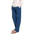 thumbnail image 2 of Pants for Men Relaxed Fit Cotton Linen Trousers Mens Oversized Summer Beach Pants Casual Straight Loose Fit Pockets Blue M, 2 of 5