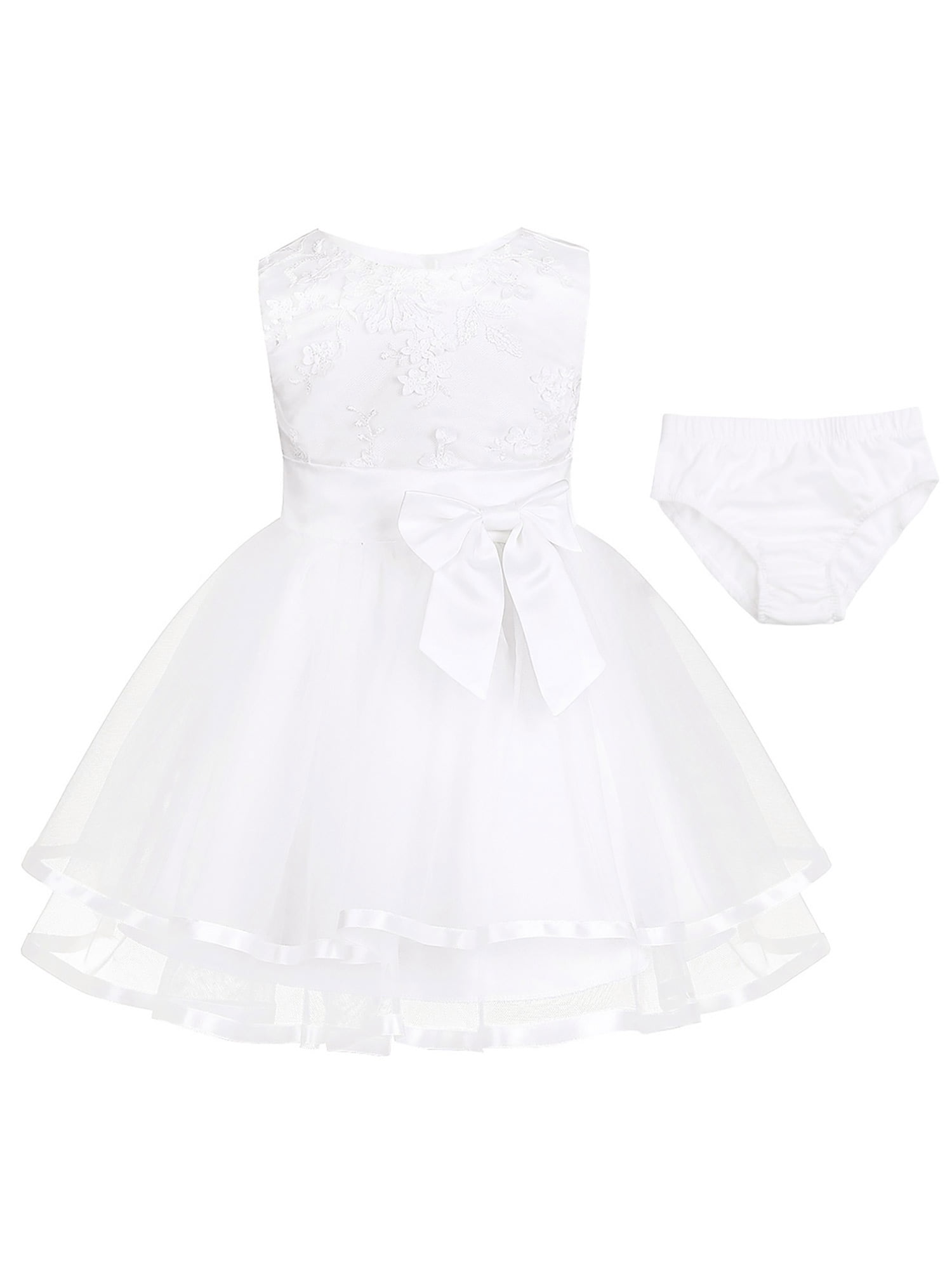 iEFiEL Infant Baby Girls Outfit Set Embroidered Flower Girl Dress Birthday  Party Dress 