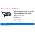 thumbnail image 2 of Right Headlight Assembly - Compatible with 2016 Chevy Cruze Limited, 2 of 2