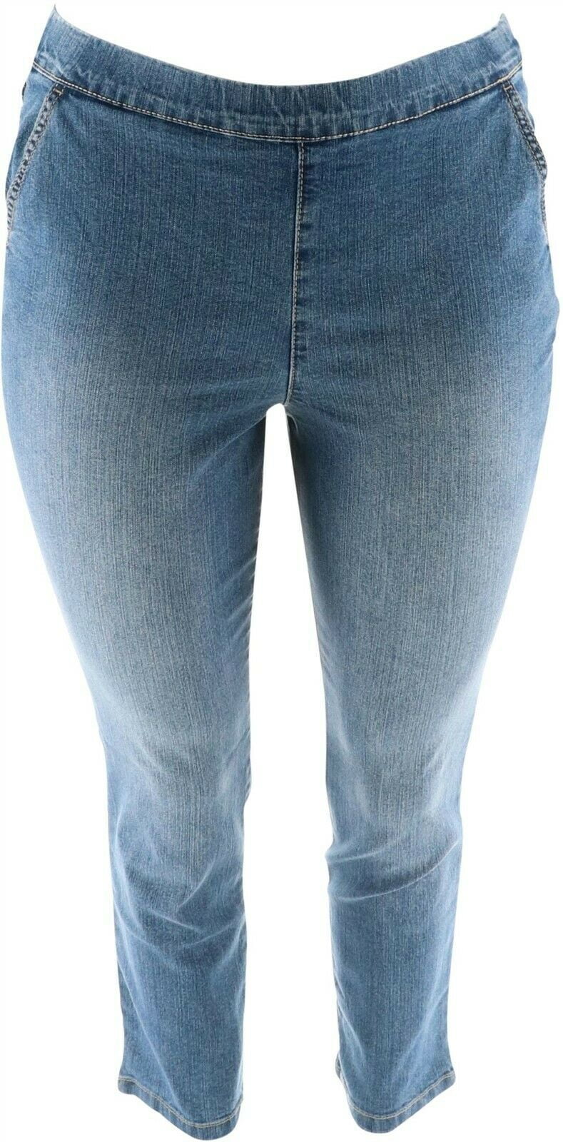 ladies pull on straight leg jeans