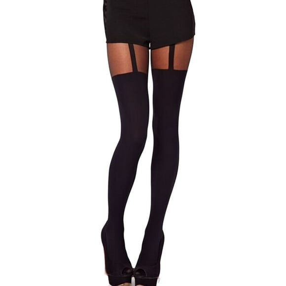 Xiao Hua Pantalones ajustados sexys para mujer, calcetines altos de tubo, pantimedias, liguero con nudo de imitación, pantalones ajustados hasta la rodilla, 1 pieza