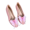 thumbnail image 2 of Women Suede Ballet Flats, Round Toe 3D Mesh Butterfly Pearl Decor Slip On Flat Shoes, Cute Casual Dress Shoes for Wedding, 2 of 8