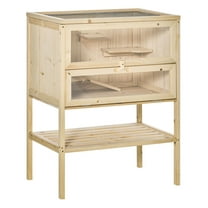 SAZYY 3-Tier Wooden Large Hamster Cage with Openable Top, Front Door & Storage Shelf - Mice & Rat Hutch, Nature Wood
