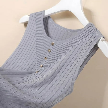 Tank Top Sleeveless Loose Elegant Camis Knitting Solid Striped Corset Summer V-Neck Womens Tube Top Aesthetic Clothing