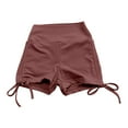 thumbnail image 5 of Women's Excercise Gym Yoga Shorts Elastic High Waist Sweat Shorts Solid Color Lounge Shorts Pockets Fashion Summer Casual Beach Pants Brown M, 5 of 6