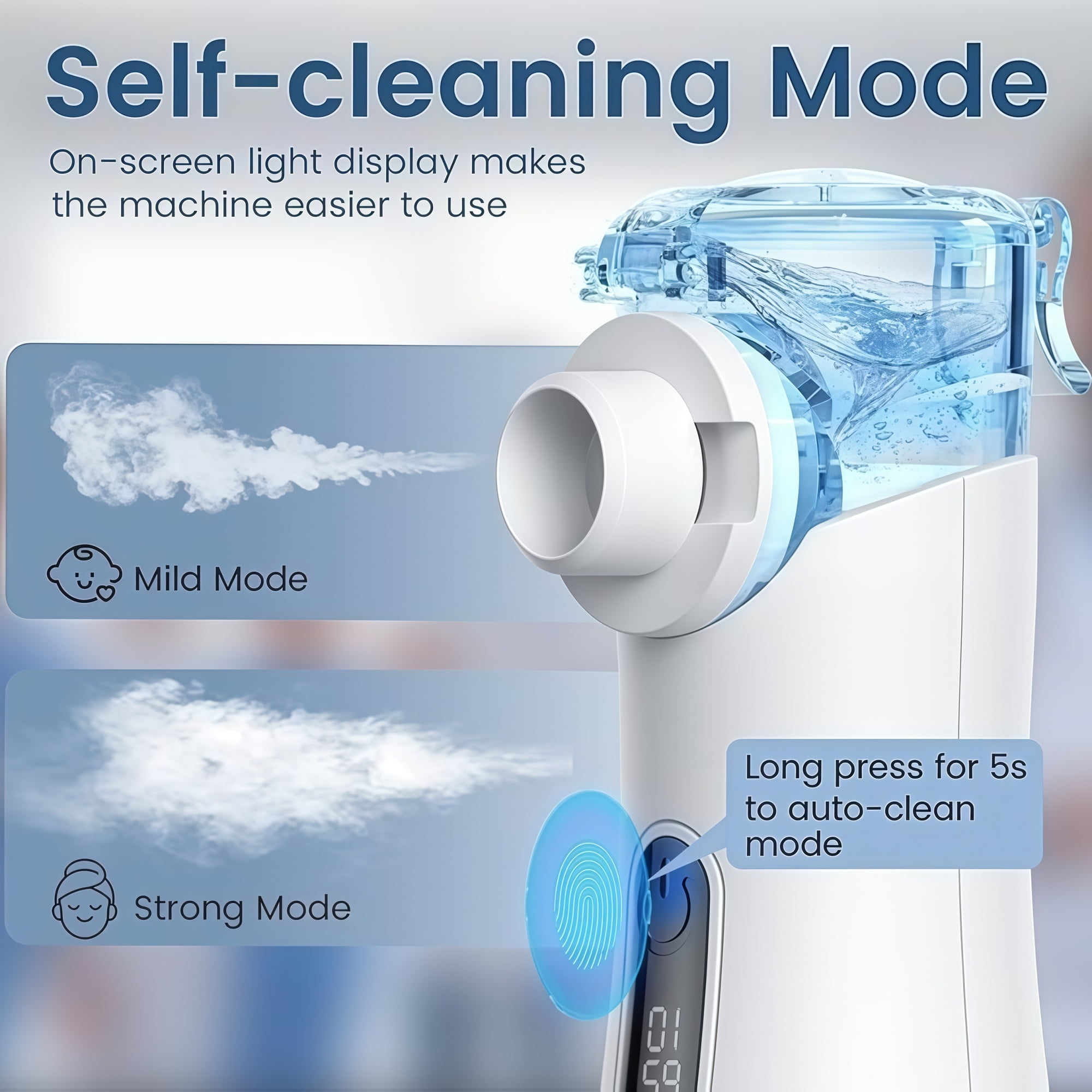 Ziqing Portable Handheld Personal Breathing Humidifier with LED Screen for Home & Travel