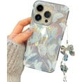 thumbnail image 5 of Designed for iPhone Case,Luxury Glitter Feather Butterfly Pattern with Hand Bracelet Shockproof Protective Cover Phone Case (iPhone 15 Pro Max,Color), 5 of 5
