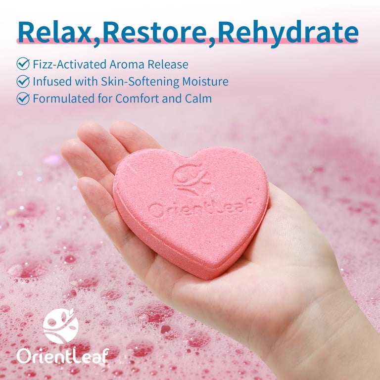 OrientLeaf Heart-Shaped Bath Bombs, 6 Count Floral Set photo 3