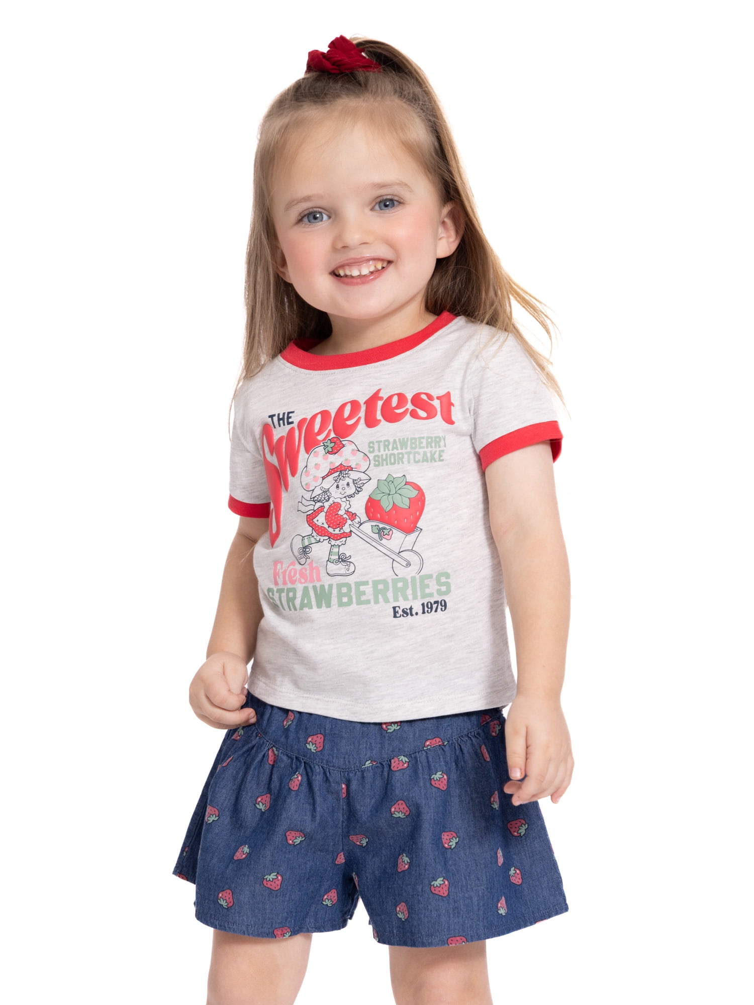 Strawberry Shortcake Toddler Girls Graphic Tee and Print Shorts Set, 2-Piece, Sizes 12M-5T