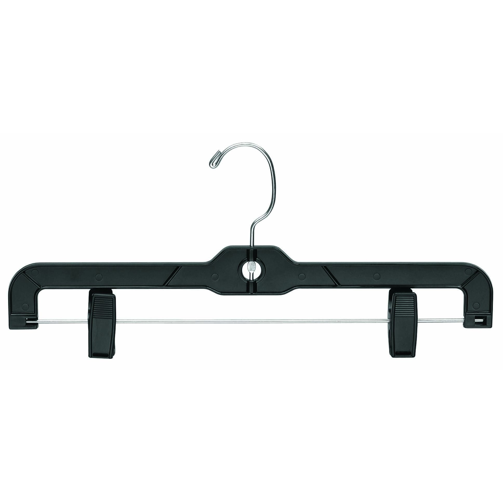 INTERNATIONAL HANGER Heavy Duty Black Plastic Bottom Hanger for Pants, 25 Pack