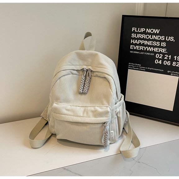 Corduroy backpack, large-capacity travel backpack, casual double-shoulder bag