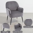 thumbnail image 3 of Modern Velvet Accent Chair with Metal Legs - Grey, 3 of 10