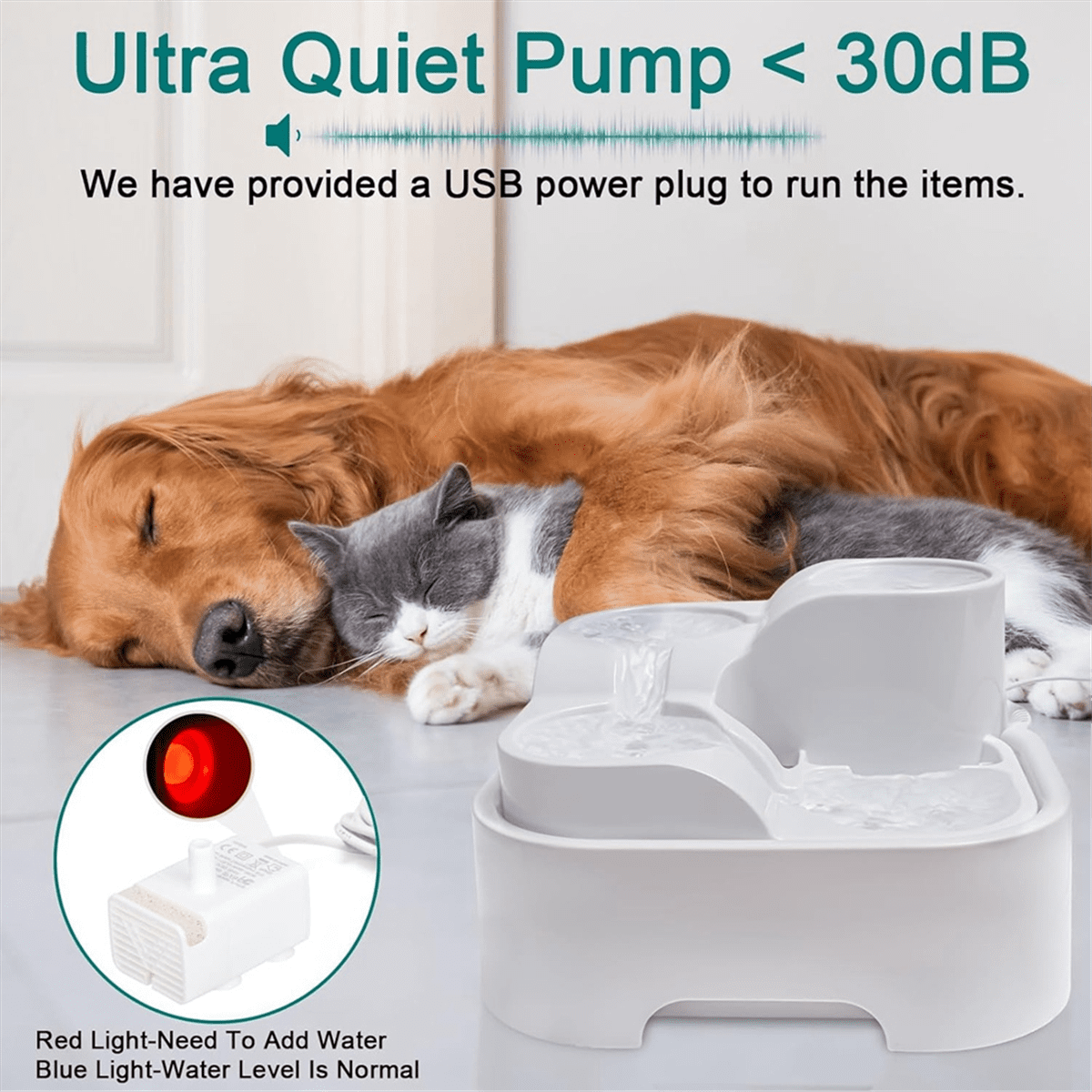 Cat Water Fountain,Pet Drinking Fountain for Multiple Pet,Ultra Silent Bowl ,for Small Medium Kitty