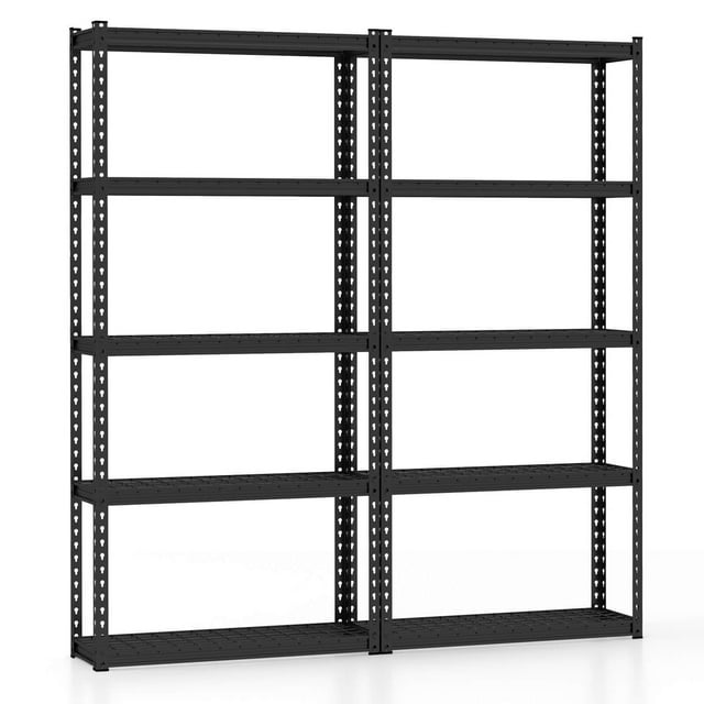 Gymax 2 Pcs Étagère de Rangement Robuste à 5 Niveaux Étagère Utilitaire de Rangement avec Dispositif Anti-Basculement