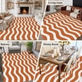 thumbnail image 5 of 5'x8' Area Rugs, Orange White Indoor Outdoor Area Rug for Living Room Bedroom, Modern Abstract Waves Water Ripple Striped Washable Bathroom Rugs Kitchen Floor Carpet Mats Home Decor Aesthetic, 5 of 8