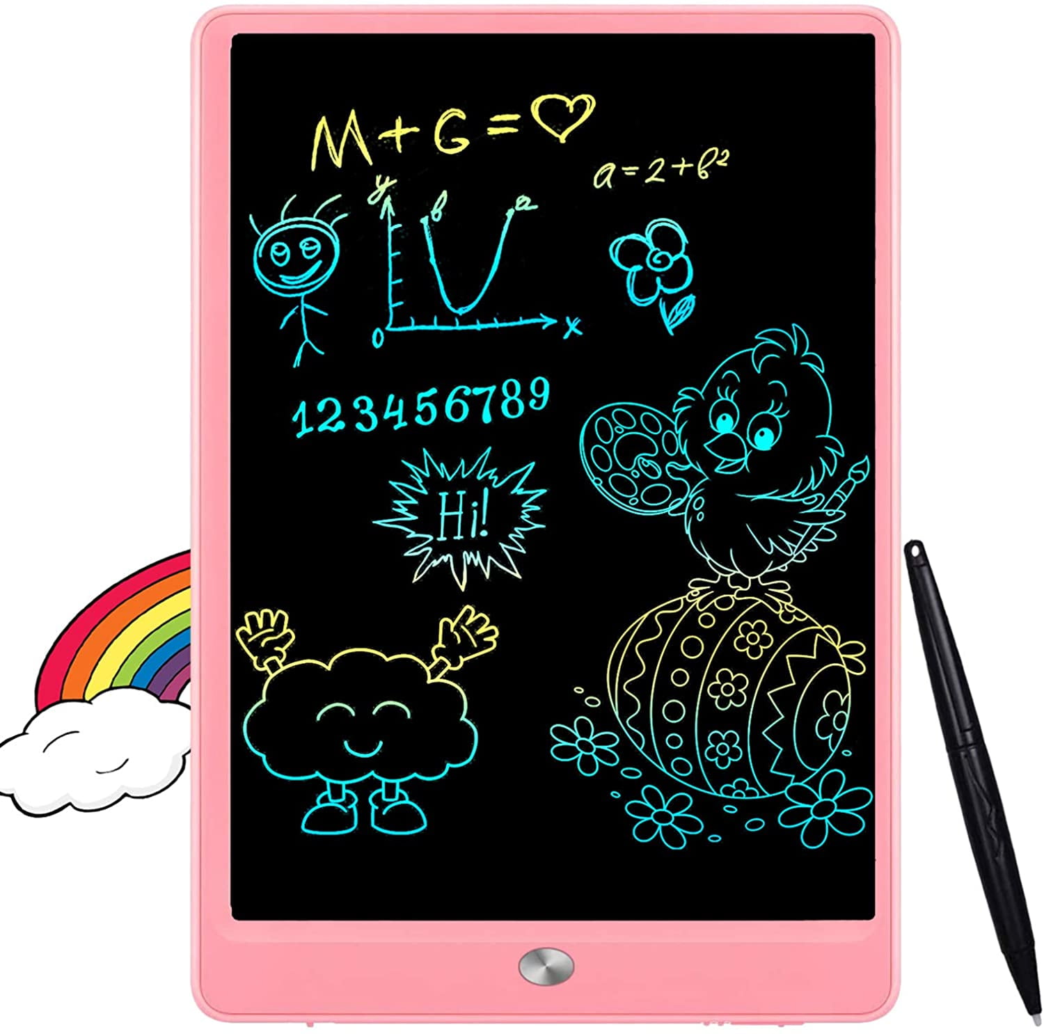 10 Inch Colorful Toddler Doodle Board Drawing Tablet Erasable Reusable Electronic Drawing Pads Education and Learning Toy Gifts for 2 3 4 5 6 7 8 Years Boys and Girls pink LCD Writing Tablet 