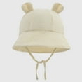 thumbnail image 5 of Xfvqtps Infant Bucket Hat with Cute Ears Lace Up Strap Wide Brim Sun Protection Sunshade Solid Color Soft Breathable Outdoor Sun Hat for 3-12 Months Beige, 5 of 7