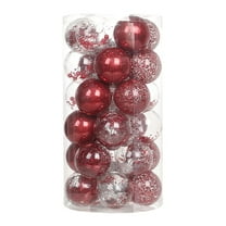 30PC Christmas Tree Decorations,Barrels of Christmas Balls,Plastic Christmas Decor for Christmas Tree Thanksgiving Wedding Party Holiday Birthday Decor,2.4IN,Red