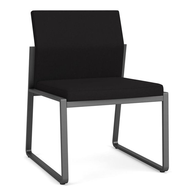 Fauteuil d'Appoint Sans Accoudoirs pour Réception Gansett / Acier Charbon / Noir