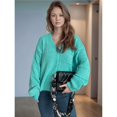 thumbnail image 4 of Cárdigans de Invierno para Mujer, Estilo Cárdigan, con Botones, Abrigos Informales, Oversize, Tejido Grueso de Punto , Larga, Prendas Exteriores Cian S, 4 of 9