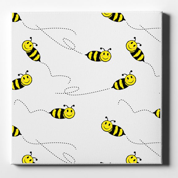Repeating Bumble bees - 10" x 10" - Decorative Canvas Wall Art - White Edge - 5/8" Gallery Wrapped